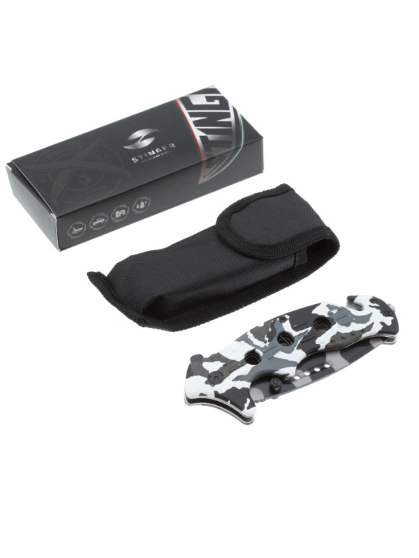 Нож складной Stinger,84мм(черно-серый),алюм.(черно-белый камуфляж),FK-006X