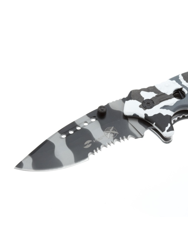 Нож складной Stinger,84мм(черно-серый),алюм.(черно-белый камуфляж),FK-006X