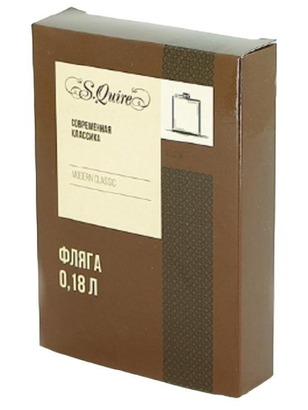 Фляга S.Quire 0,18 л, сталь+искусственная кожа, черная,TB06-3412-30