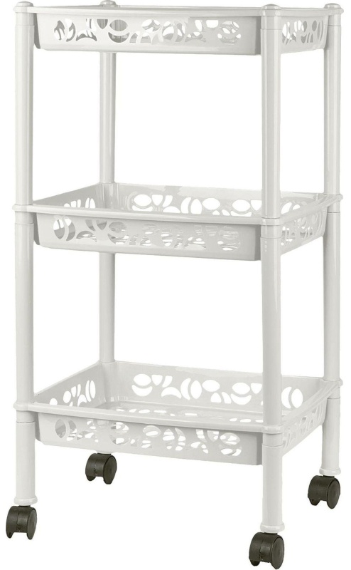 Этажерка PR_Keeplex Light на колесиках 3-х секцион, малая белое облако