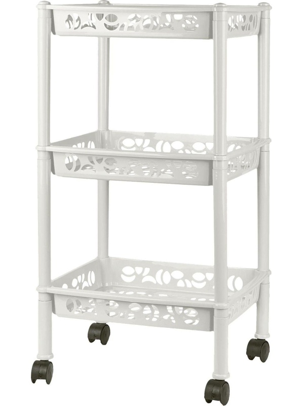 Этажерка PR_Keeplex Light на колесиках 3-х секцион, малая белое облако