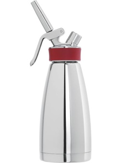 Сифон для сливок «Термо»;сталь нерж.,пластик;0,5л;D=97,H=264,B=125мм;металлич.,красный