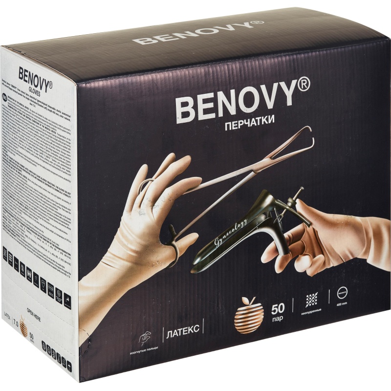 Мед.хирург. перчатки латекс.,стер. н/о. гинекологические, р-6,5 50 пар/уп