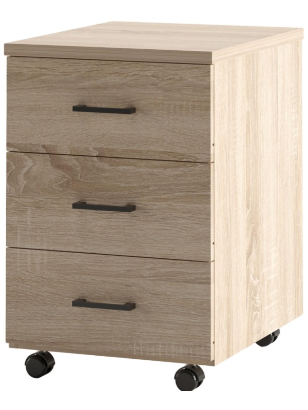 Тумба IN Volpi Ресепшн выкатная 05T081 406x501x606, руч-черн,3ящ, дуб альп