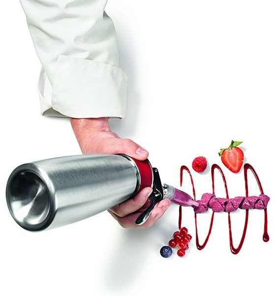 Сифон для сливок «Гурме»;сталь нерж.,пластик;0,5л;D=73,H=250,B=105мм;металлич.