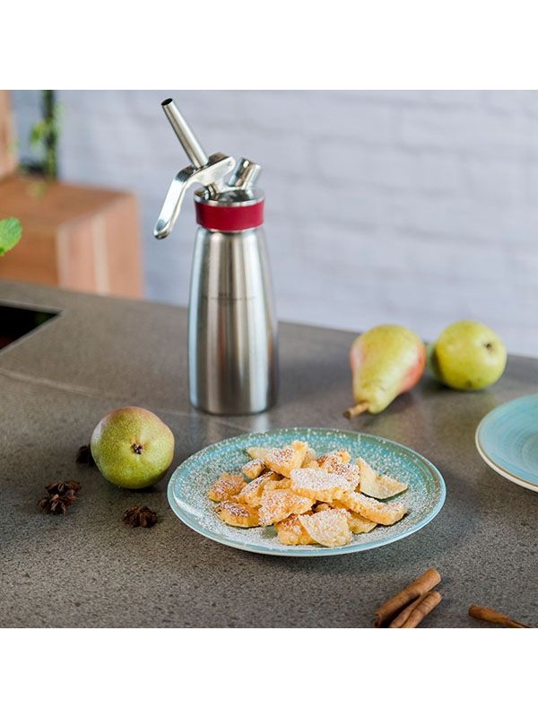 Сифон для сливок «Гурме»;сталь нерж.,пластик;0,5л;D=73,H=250,B=105мм;металлич.