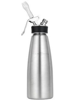 Сифон для сливок «Крим профи»;сталь нерж.,пластик;1л;D=90,H=295,B=115мм;металлич.,черный