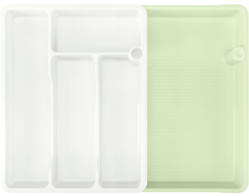 Лоток для столовых приборов раздвижной 373х287х49мм (светло-серый)