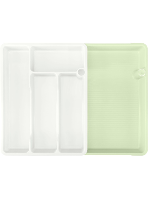 Лоток для столовых приборов раздвижной 373х287х49мм (светло-серый)