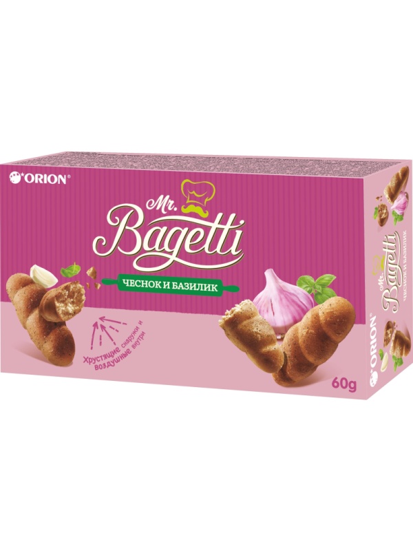 Печенье MR. BAGETTI GARLIC&BASIL затяжное, 60г