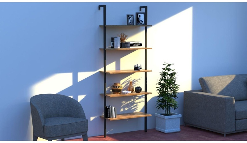 Стеллаж TI_пристенный Комус Онега-5 Дуб Вотан, 695х295х1810 мм