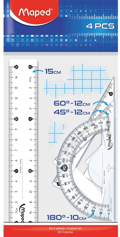Набор чертежный START инструм:линейка 15см,угольники 15см,тр-р 10см,242815