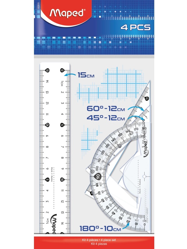 Набор чертежный START инструм:линейка 15см,угольники 15см,тр-р 10см,242815