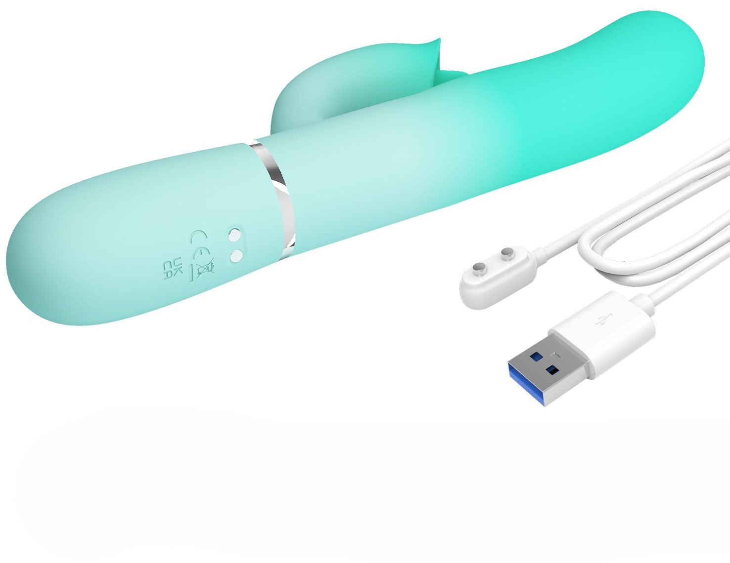 Мятный вибратор-кролик Gigi с возвратно-поступательными движениями - 22,8 см.