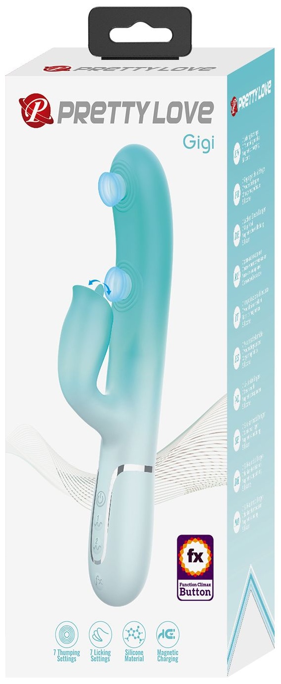 Мятный вибратор-кролик Gigi с возвратно-поступательными движениями - 22,8 см.