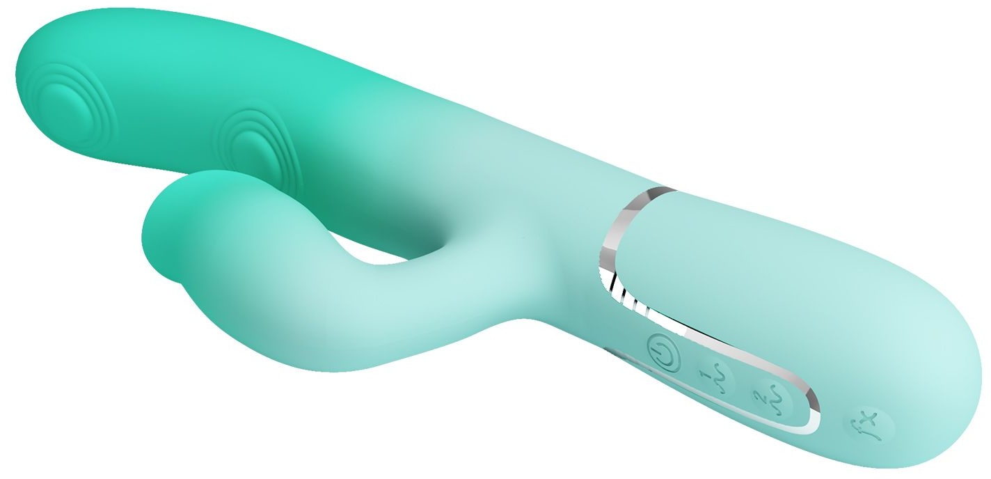 Мятный вибратор-кролик Gigi с возвратно-поступательными движениями - 22,8 см.