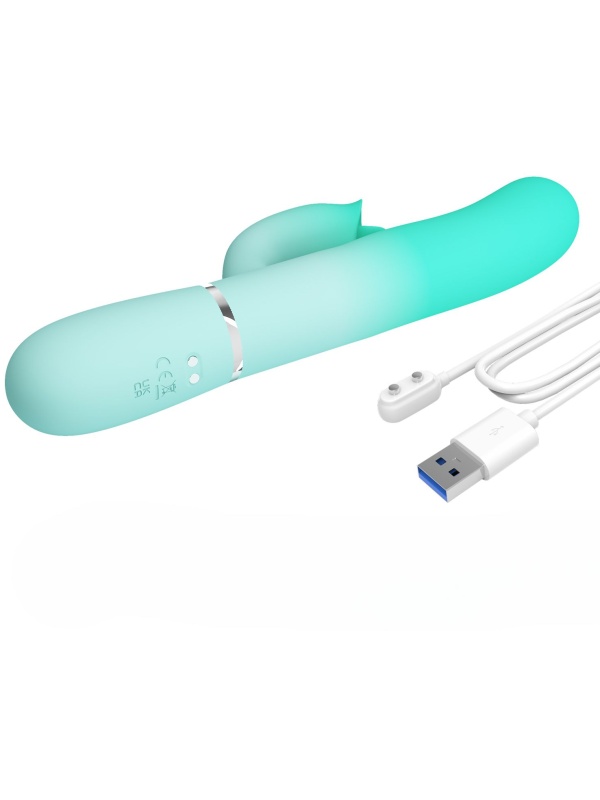 Мятный вибратор-кролик Gigi с возвратно-поступательными движениями - 22,8 см.