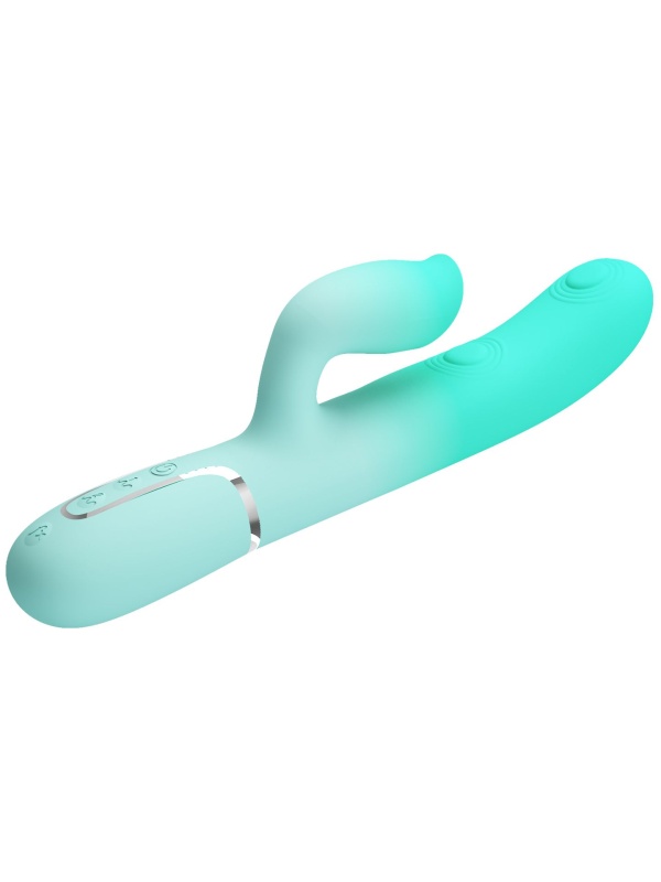 Мятный вибратор-кролик Gigi с возвратно-поступательными движениями - 22,8 см.