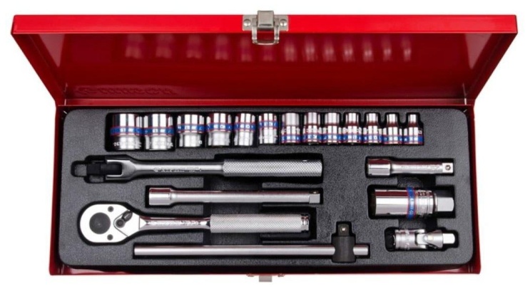 Набор  головок с принадлежн.3/8, двенадцатигр.,6-22мм,20предм.KING TONY