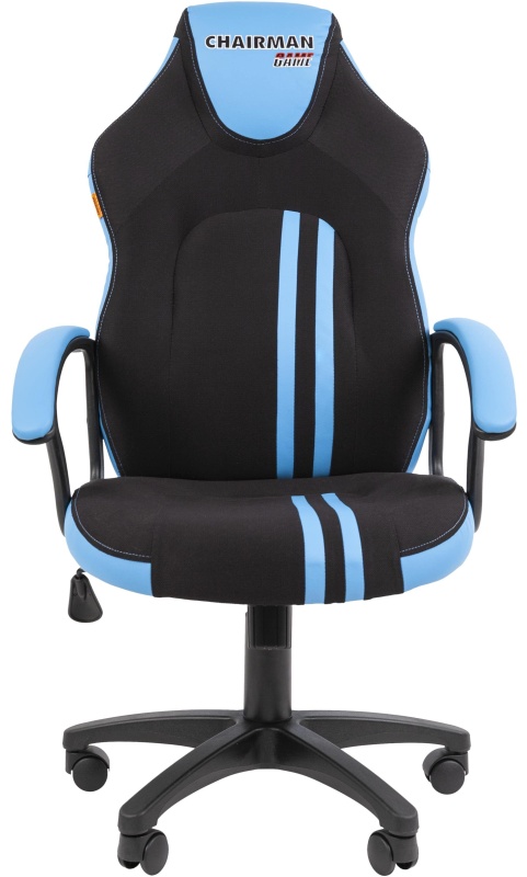 Кресло VT_CHAIRMAN GAME 26 экокожа/ткань черный/голубой
