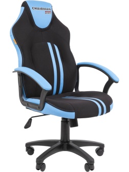 Кресло VT_CHAIRMAN GAME 26 экокожа/ткань черный/голубой
