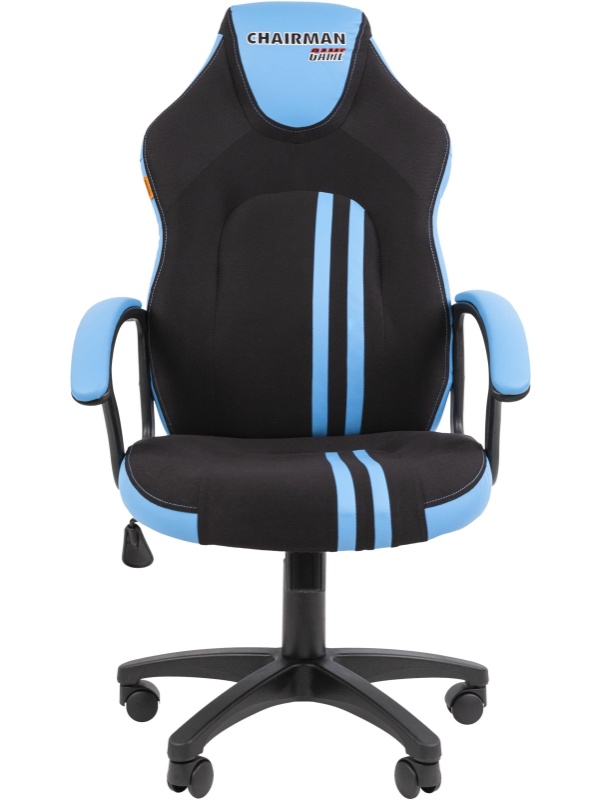 Кресло VT_CHAIRMAN GAME 26 экокожа/ткань черный/голубой