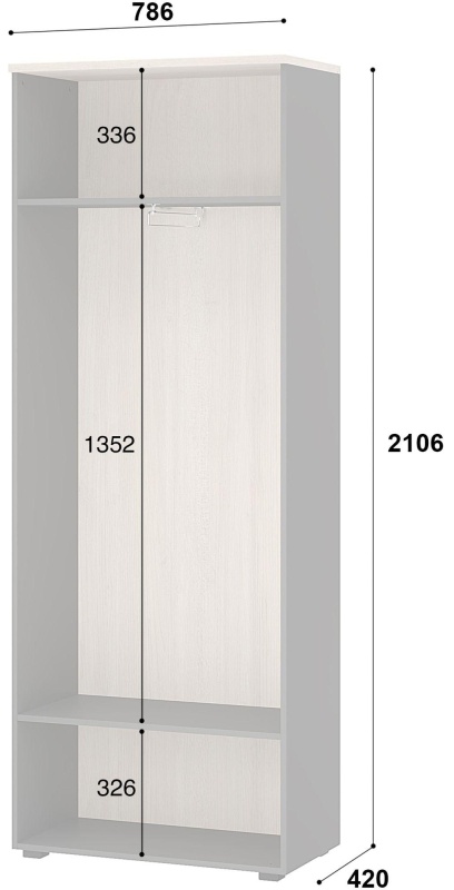 Гардероб узкий К-Loft 241H010 выс.2106 дуб скандин./графит