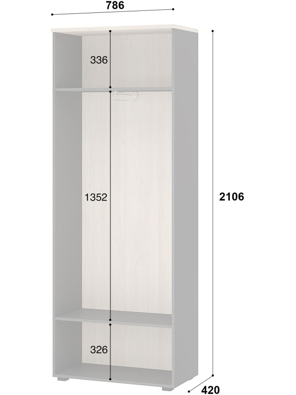 Гардероб узкий К-Loft 241H010 выс.2106 дуб скандин./графит