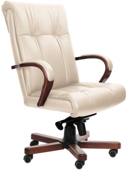 Кресло PARIS A с выс спинкой беж кожа+к/з/темн орех