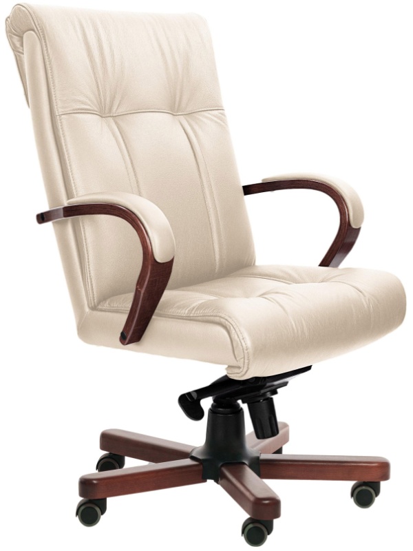 Кресло PARIS A с выс спинкой беж кожа+к/з/темн орех