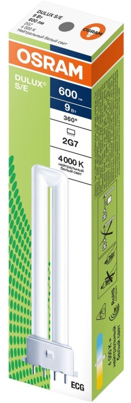 Лампа люминесцентная компакт. DULUX S/E 9W/840 2G7 OSRAM