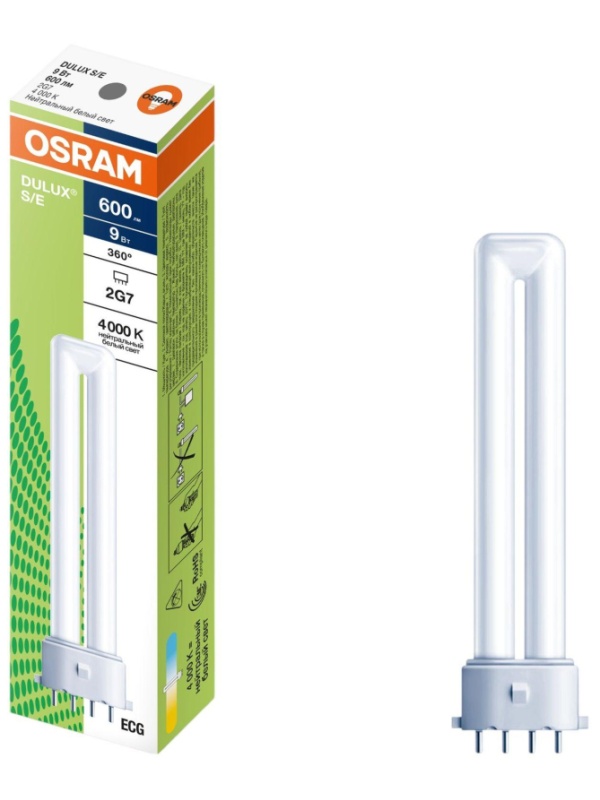 Лампа люминесцентная компакт. DULUX S/E 9W/840 2G7 OSRAM