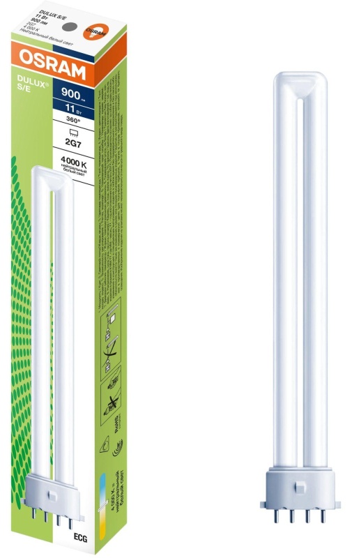 Лампа люминесцентная неинтегрированная компакт. OSRAM DULUX S/E 11W/840 2G7