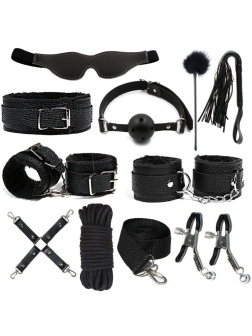 Черный БДСМ-набор «Оки-Чпоки» из 11 предметов