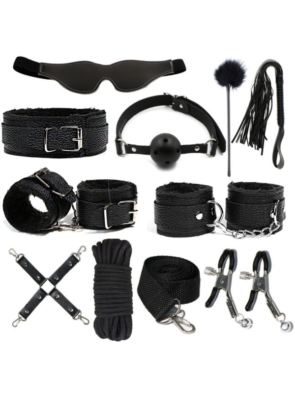 Черный БДСМ-набор «Оки-Чпоки» из 11 предметов