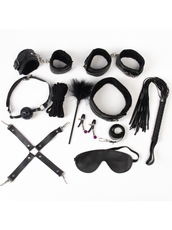 Черный БДСМ-набор «Оки-Чпоки» из 11 предметов