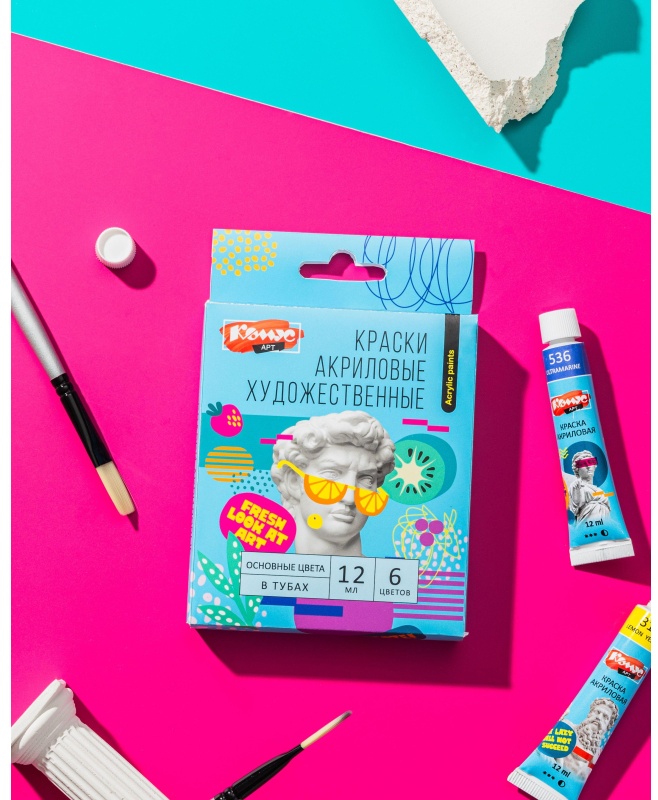 Краски акриловые худож.Комус Арт Студия, 6цв х 12мл, в тубах