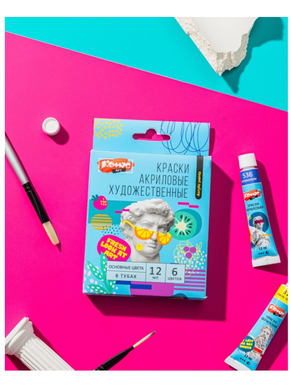 Краски акриловые худож.Комус Арт Студия, 6цв х 12мл, в тубах
