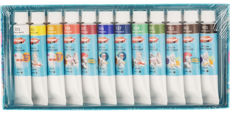 Краски акриловые худож.Комус Арт Студия,12цв х 12мл, в тубах