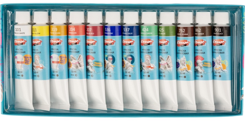 Краски акриловые худож.Комус Арт Студия,12цв х 12мл, в тубах