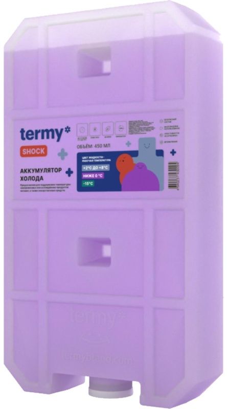 Аккумулятор холода 450 мл гелевый 0С Фиолет_ Пробка ТермиШок