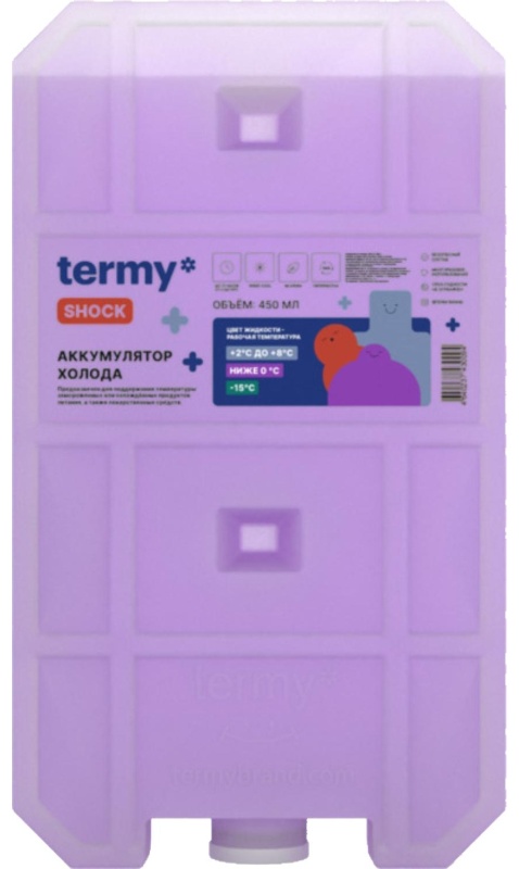 Аккумулятор холода 450 мл гелевый 0С Фиолет_ Пробка ТермиШок