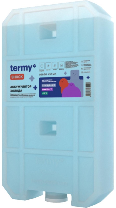 Аккумулятор холода 450мл Водно-Солевой 450мл +2 +8С Голуб ПробкаТермиШок