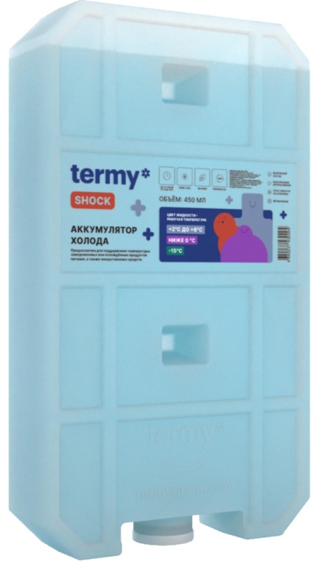 Аккумулятор холода 450мл Водно-Солевой 450мл +2 +8С Голуб ПробкаТермиШок