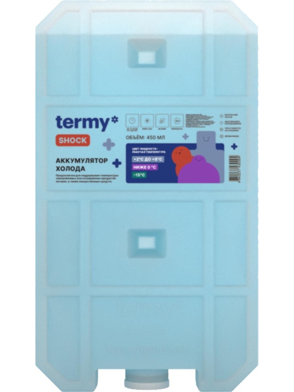 Аккумулятор холода 450мл Водно-Солевой 450мл +2 +8С Голуб ПробкаТермиШок