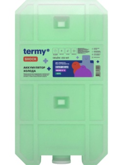 Аккумулятор холода 450мл Водно-Солевой 0 -15С_ Зеленый  Пробка ТермиШок
