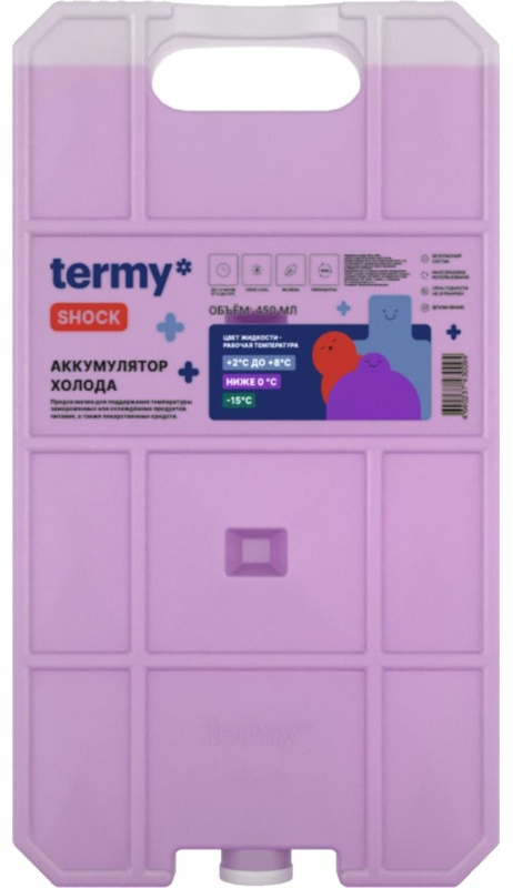 Аккумулятор холода 600мл Гелевый  0С Фиолет_ Пробка ТермиШок