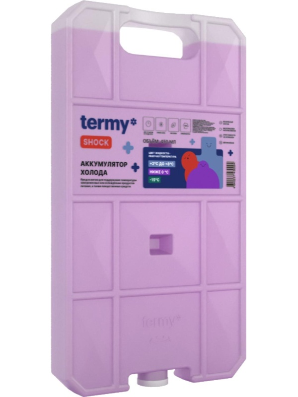Аккумулятор холода 600мл Гелевый  0С Фиолет_ Пробка ТермиШок
