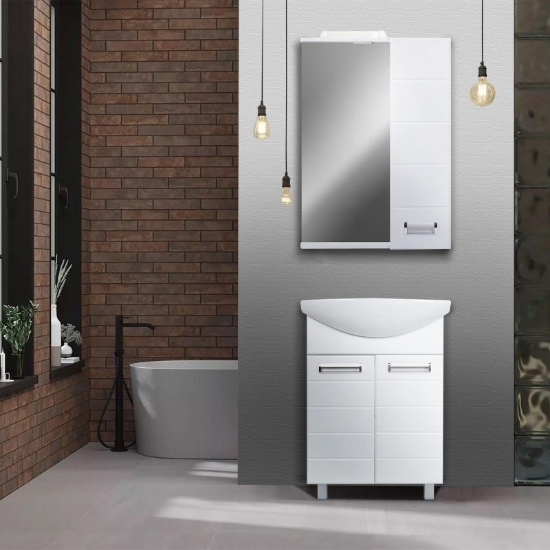 Зеркало TZ_Вега 60 со шкафом, с подсветкой, правая, белое