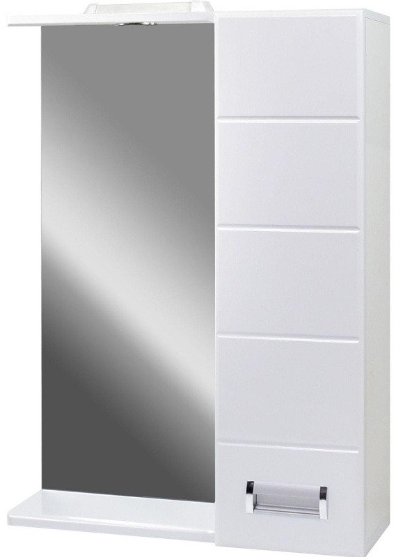 Зеркало TZ_Вега 60 со шкафом, с подсветкой, правая, белое